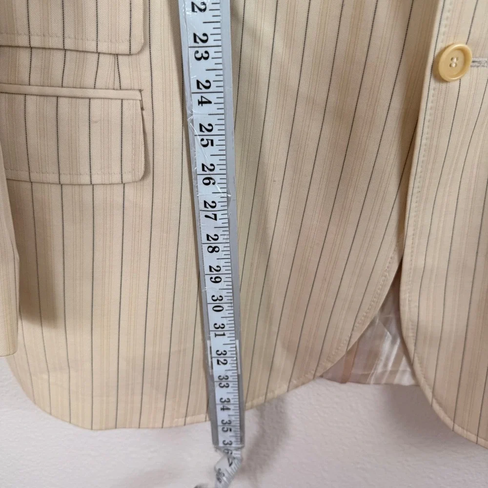 Extrema by Zanetti Blazer 52L Cream Pinstripe‎ Fair Wool Italy (Need Dry Clean)